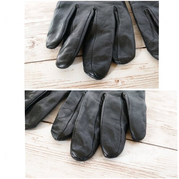 Thinsulate Leather Gloves Size Small Black Vtg 90s Y2K Lined Sheepskin Classic - Picture 8 of 11